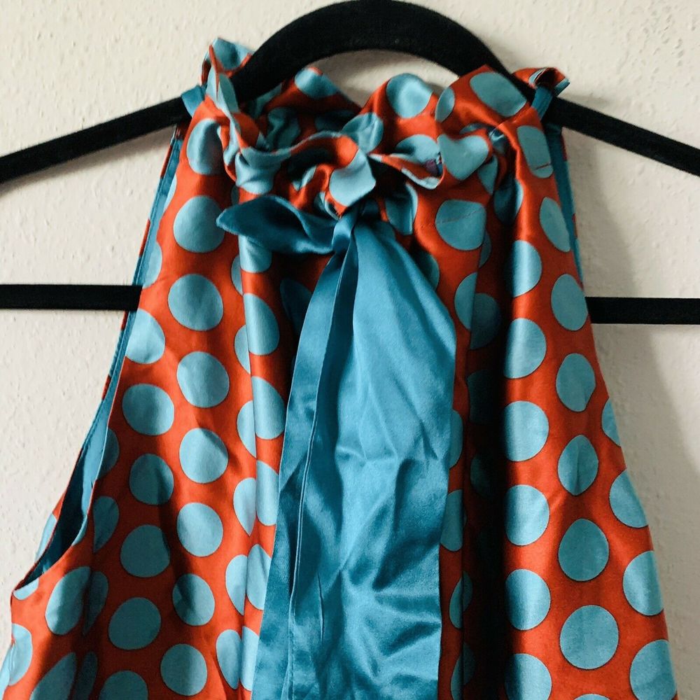 Hale Bob Scarf Top Teal Blue Copper Polka Dot - Picture 3 of 9